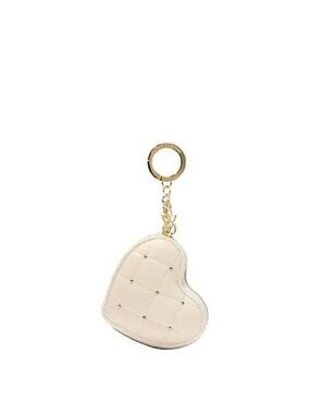 VIctorias Secret Heart Quilted Keychain Bag Charm - Cream